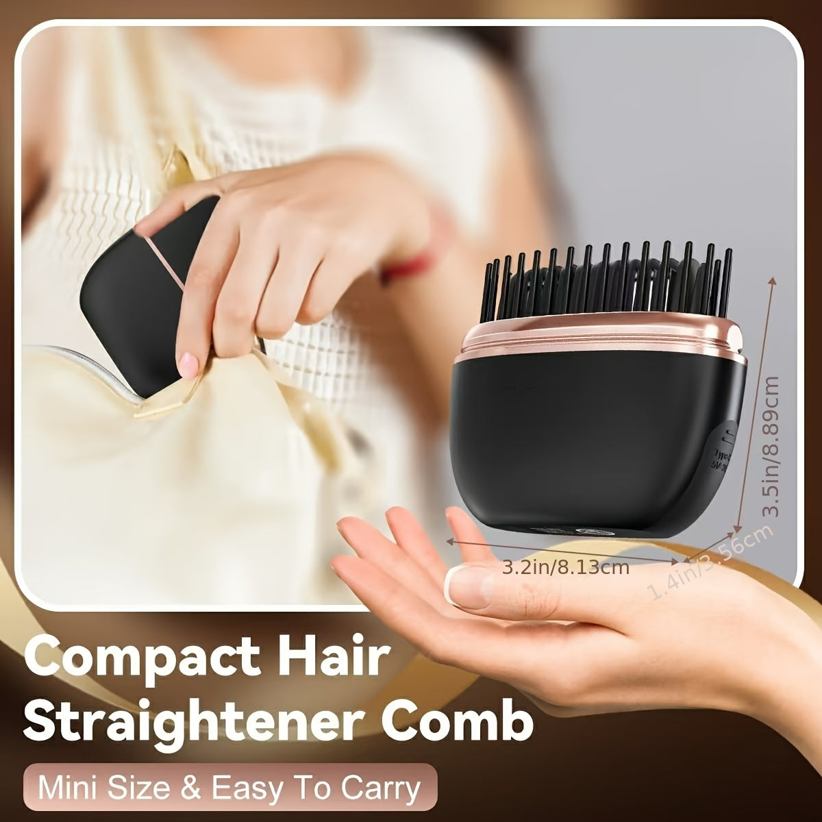 Mini Cordless Straightening Comb for Bangs - Portable